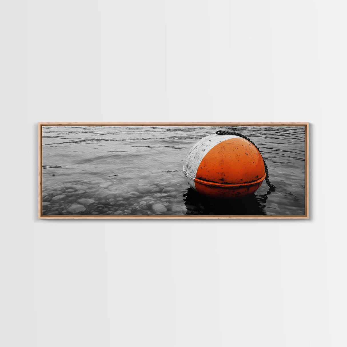 Orange Buoy Water, Minimal Marine Still Life, Nautical Photography, Ocean Vibe, Canvas Print, Bathroom Wall Art, Coastal Industrial Decor
