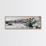 Cactus Garden, Desert Life, Orange Bloom, Nature Vibes, Framed Canvas Print, Rustic Wall Art, Boho Decor, Office Botanical Accent