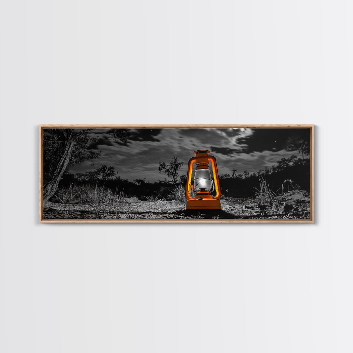 Lantern Glow, Night Forest, Rustic Camping, Glowing Light, Canvas Print, Fall Wall Art, Cozy Home Accent, Cabin or Den Decor