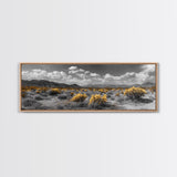 Desert Cactus, Southwestern Vibes, Golden Landscape, Boho Earth Tones, Framed Canvas Print, Entryway Wall Art, Desert Home Decor