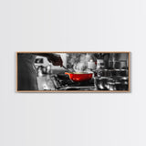 Red Cooking Pot, Steamy Kitchen Scene, Culinary Art Moment, Framed Canvas Print, Kitchen Wall Art, Modern Home Decor, Foodie Gift