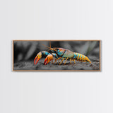 Rainbow Lobster Macro, Exotic Crustacean Art, Vivid Ocean Creature, Framed Canvas Print, Kitchen Wall Art, Coastal Nature Decor