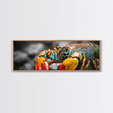 Closeup Lobster Claws, Colorful Sea Creature Art, Bold Detail Nature Print, Framed Canvas Print, Kitchen Wall Art, Tropical Coastal Decor