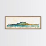 Auckland Island, New Zealand Watercolor Print, Vacation Gift, New Zealand Wall Art, Beach Painting, Beach Decor, Large Wall Art, Wood Frame Art