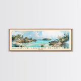 Blue Lagoon Island, Bahamas Watercolor Print, Vacation Gift, Bahamas Wall Art, Beach Painting, Beach Decor, Large Wall Art, Wood Frame Art
