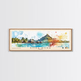 Bora Bora, France Watercolor Beach Print, Vacation Gift, France Wall Art, Framed Canvas Print, Framed Beach Painting