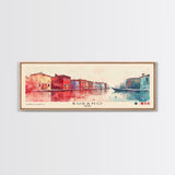 Burano, Italy Watercolor Print, Vacation Gift, Italy Wall Art, Beach Painting, Beach Decor, Large Wall Art, Wood Frame Art