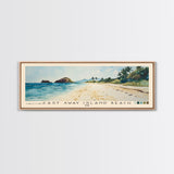 Cast Away Island Beach, Fiji Watercolor Print, Vacation Gift, Fiji Wall Art, Beach Painting, Beach Decor, Large Wall Art, Wood Frame Art