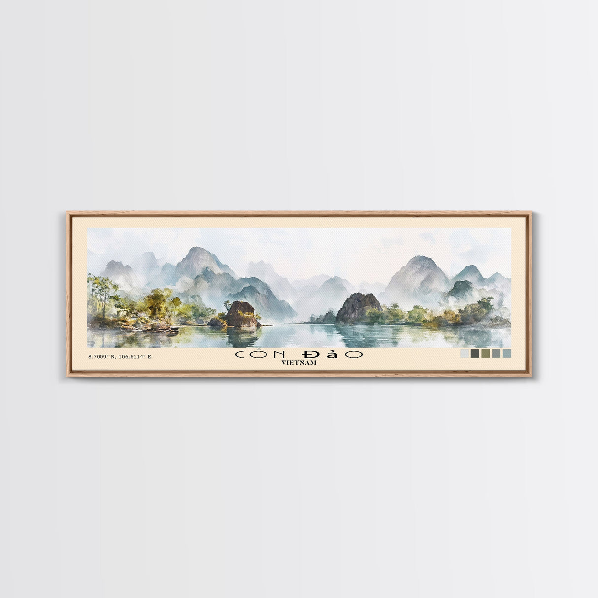 Côn Đảo, Vietnam Watercolor Beach Print, Vacation Gift, Vietnam Wall Art, Framed Canvas Print, Framed Beach Painting