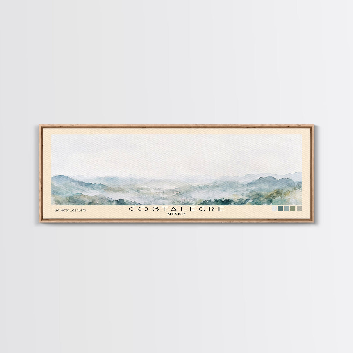 Costalegre, Mexico Watercolor Print, Vacation Gift, Mexico Wall Art, Beach Painting, Beach Decor, Large Wall Art, Wood Frame Art