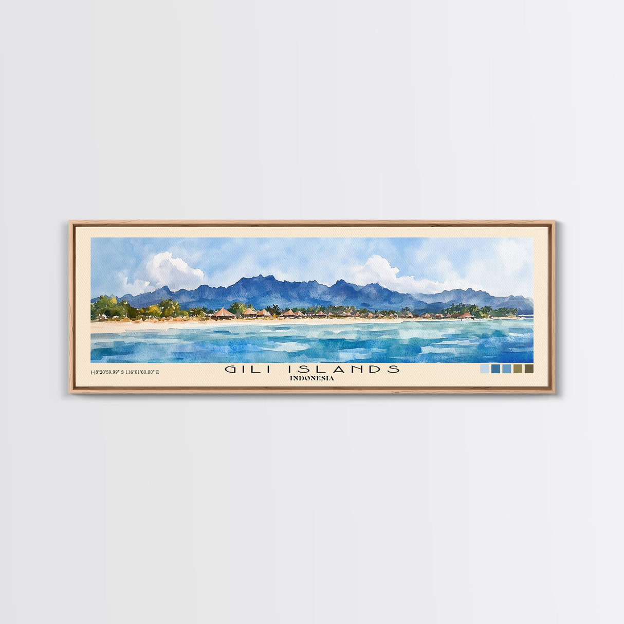 Gili Islands, Indonesia Watercolor Beach Print, Vacation Gift, Indonesia Wall Art, Beach Painting, Beach Decor, Beach Painting