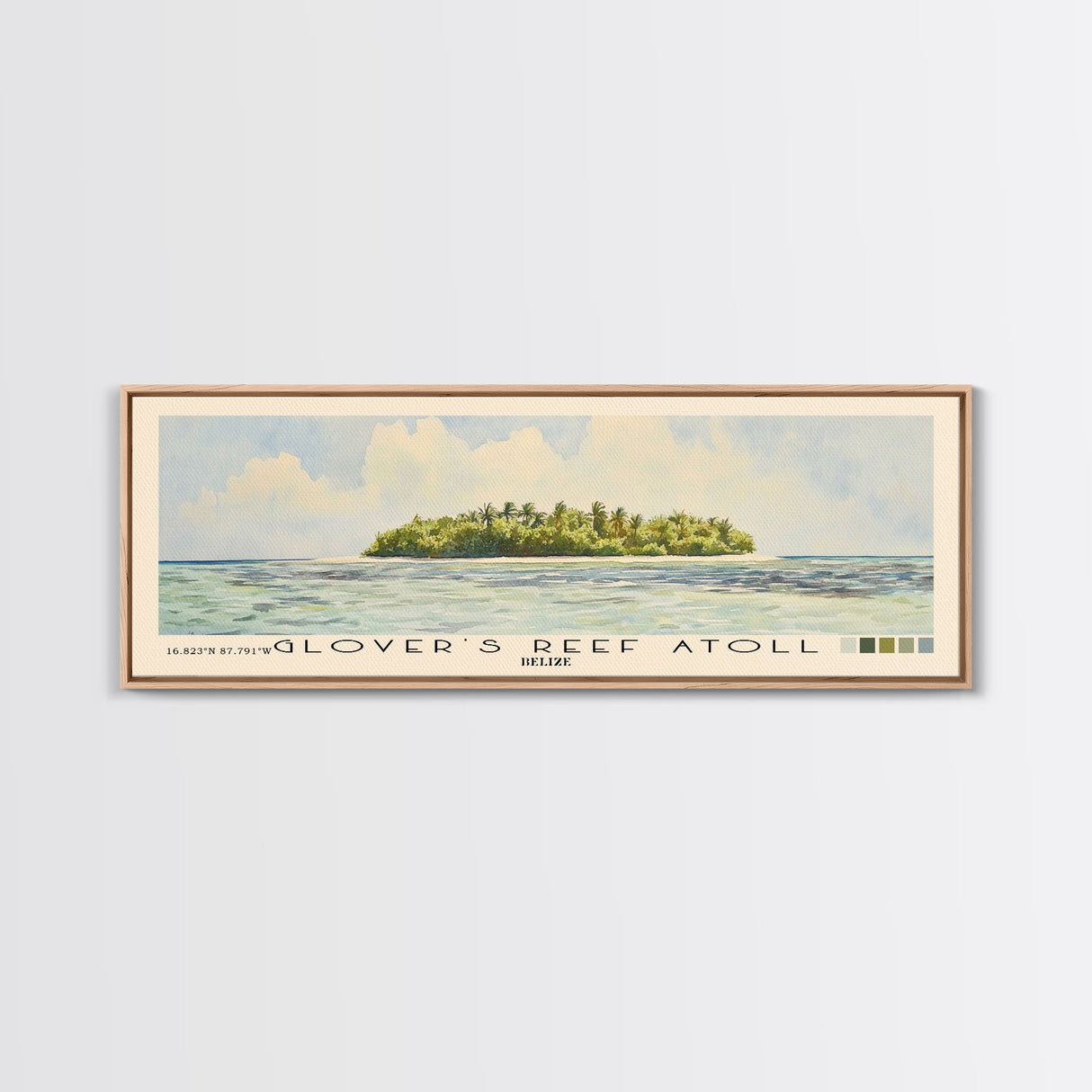 Glover’s Reef Atoll, Belize Watercolor Beach Print, Vacation Gift, Belize Wall Art, Beach Painting, Beach Decor, Beach Painting