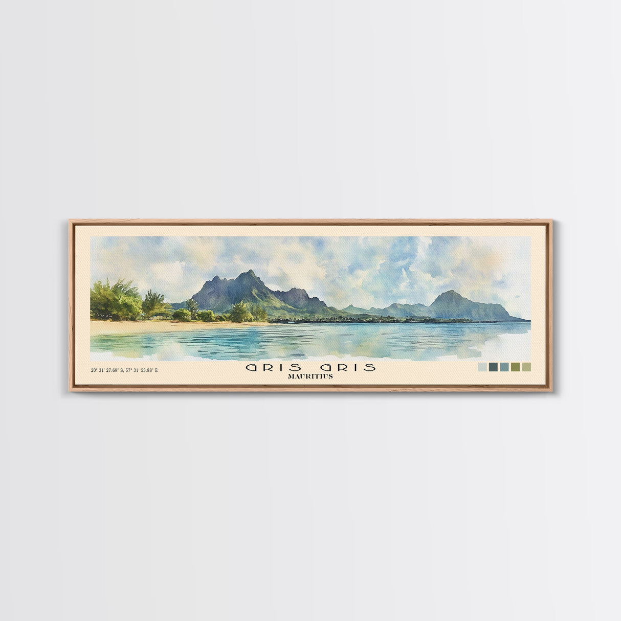 Gris Gris, Mauritius Watercolor Beach Print, Vacation Gift, Mauritius Wall Art, Beach Painting, Beach Decor, Beach Painting