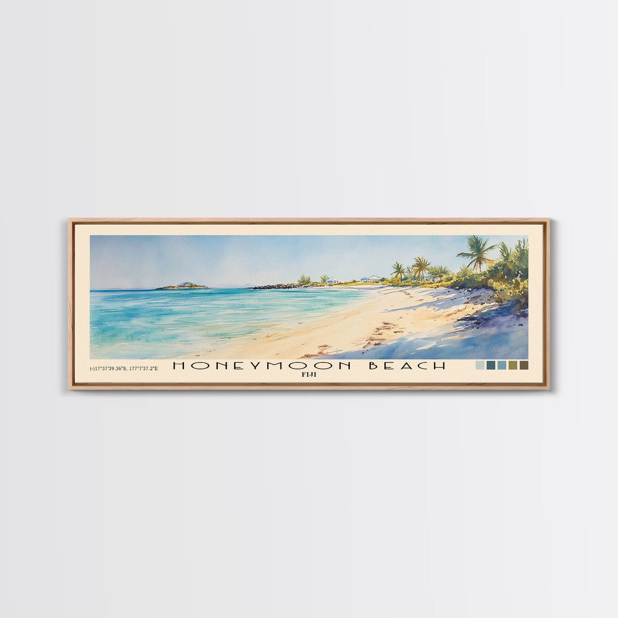 Honeymoon Beach, US Virgin islands Watercolor Beach Print, Vacation Gift, US Virgin islands Wall Art, Framed Canvas Print, Framed Beach Painting