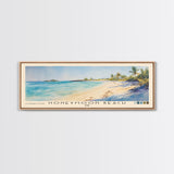 Honeymoon Beach, US Virgin islands Watercolor Beach Print, Vacation Gift, US Virgin islands Wall Art, Framed Canvas Print, Framed Beach Painting