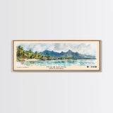 Huahine, French Polynesia Watercolor Print, Vacation Gift, French Polynesia Wall Art, Beach Painting, Beach Decor, Large Wall Art, Wood Frame Art
