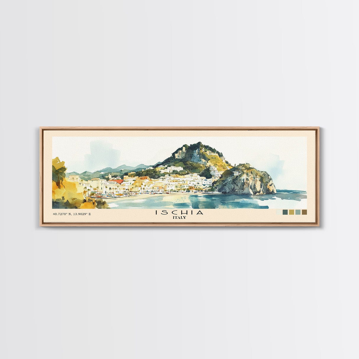 Ischia, Italy Watercolor Beach Print, Vacation Gift, Italy Wall Art, Beach Painting, Beach Decor, Beach Painting