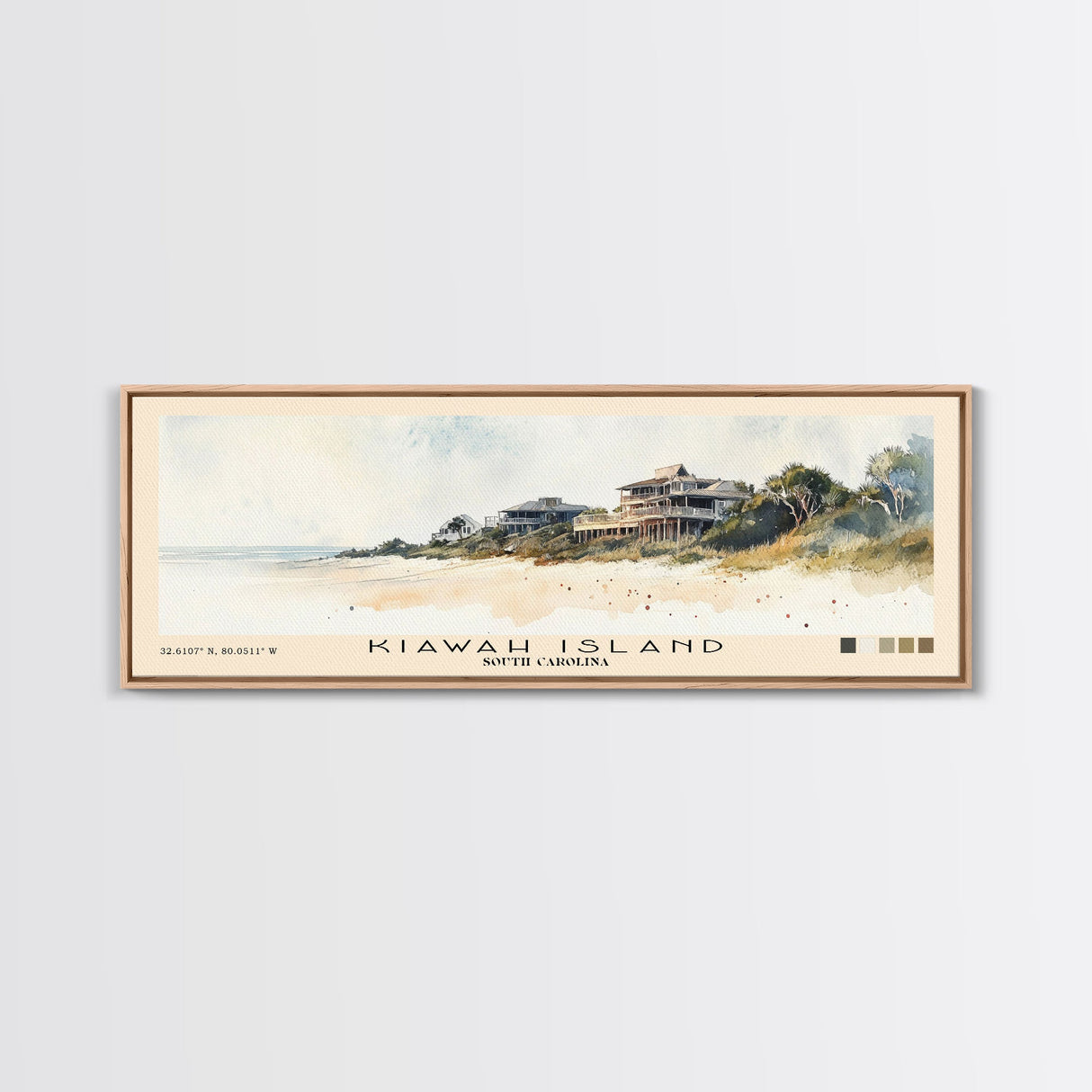 Kiawah Island, South Carolina Watercolor Print, Vacation Gift, South Carolina Wall Art, Beach Painting, Beach Decor, Large Wall Art, Wood Frame Art