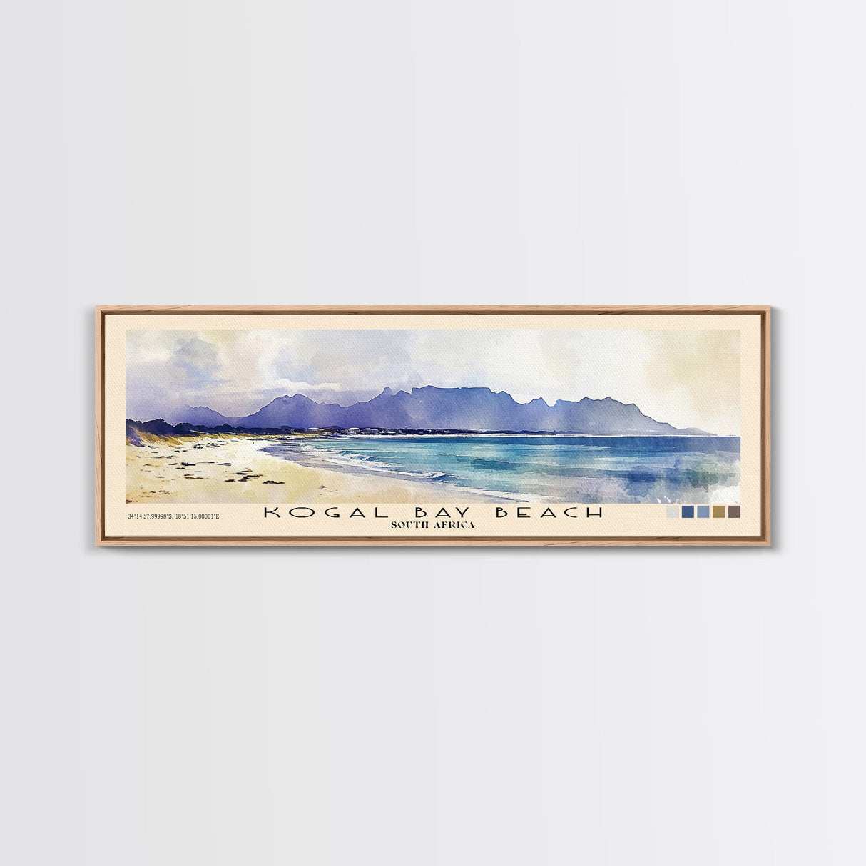 Kogal Bay Beach, South Africa Watercolor Print, Vacation Gift, South Africa Wall Art, Beach Painting, Beach Decor, Large Wall Art, Wood Frame Art