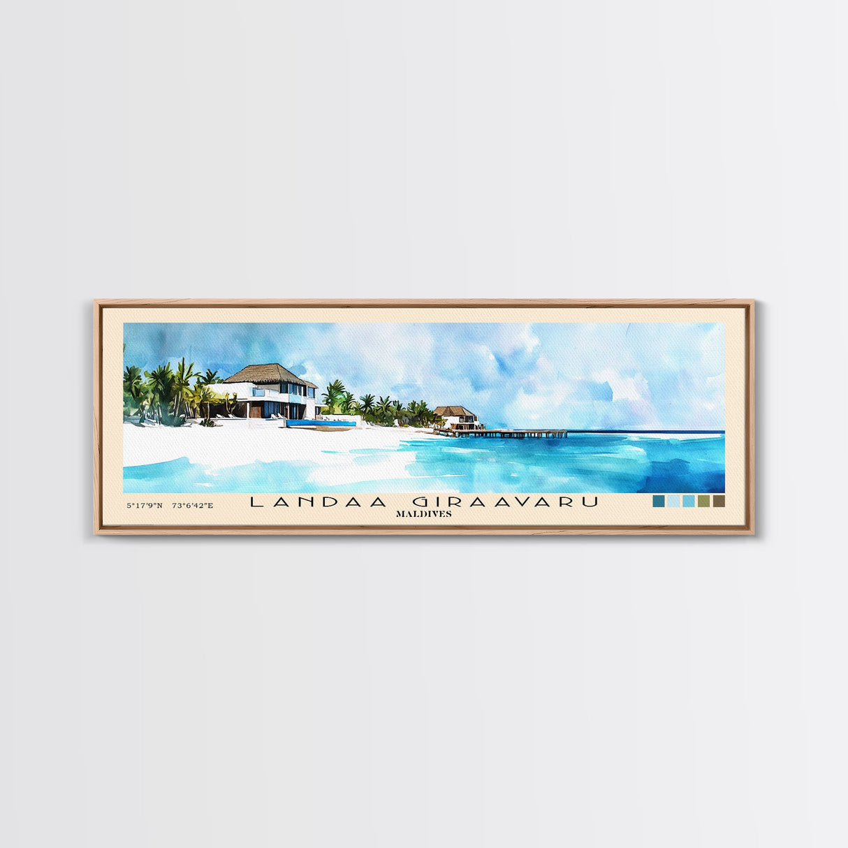 Landaa Giraavaru, Maldives Watercolor Beach Print, Vacation Gift, Maldives Wall Art, Beach Painting, Beach Decor, Beach Painting