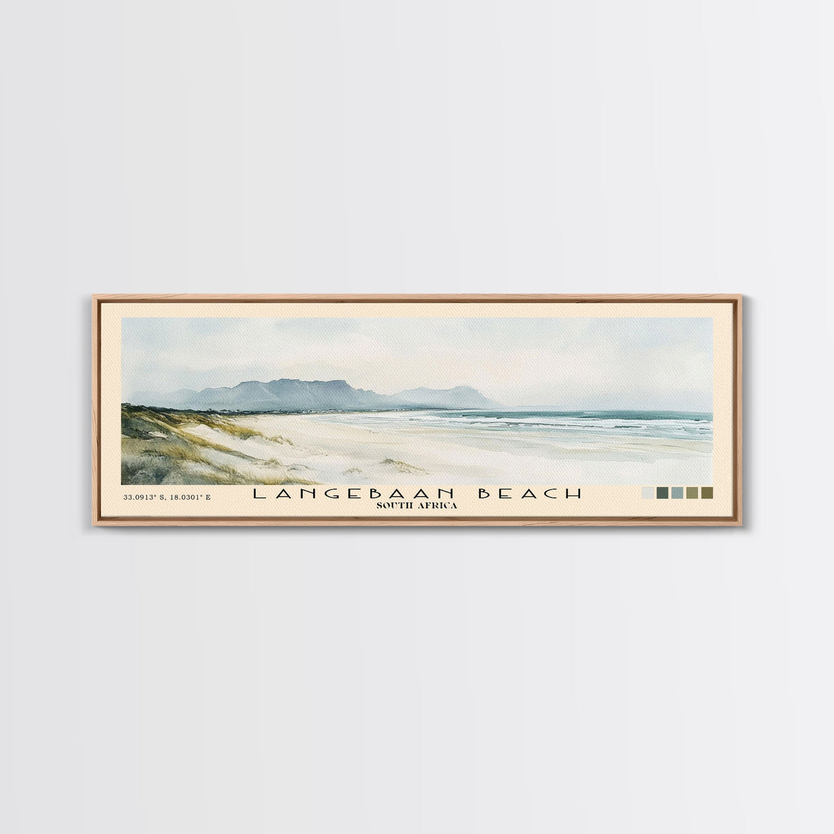 Langebaan Beach, South Africa Watercolor Print, Vacation Gift, South Africa Wall Art, Beach Painting, Beach Decor, Large Wall Art, Wood Frame Art