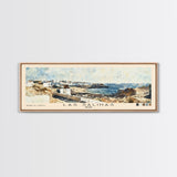 Las Salinas, Spain Watercolor Print, Vacation Gift, Spain Wall Art, Beach Painting, Beach Decor, Large Wall Art, Wood Frame Art