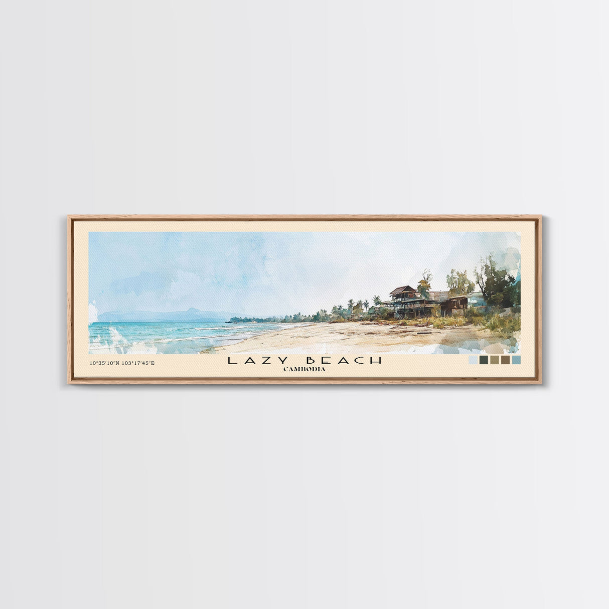 Lazy Beach, Cambodia Watercolor Beach Print, Vacation Gift, Cambodia Wall Art, Beach Painting, Beach Decor, Beach Painting