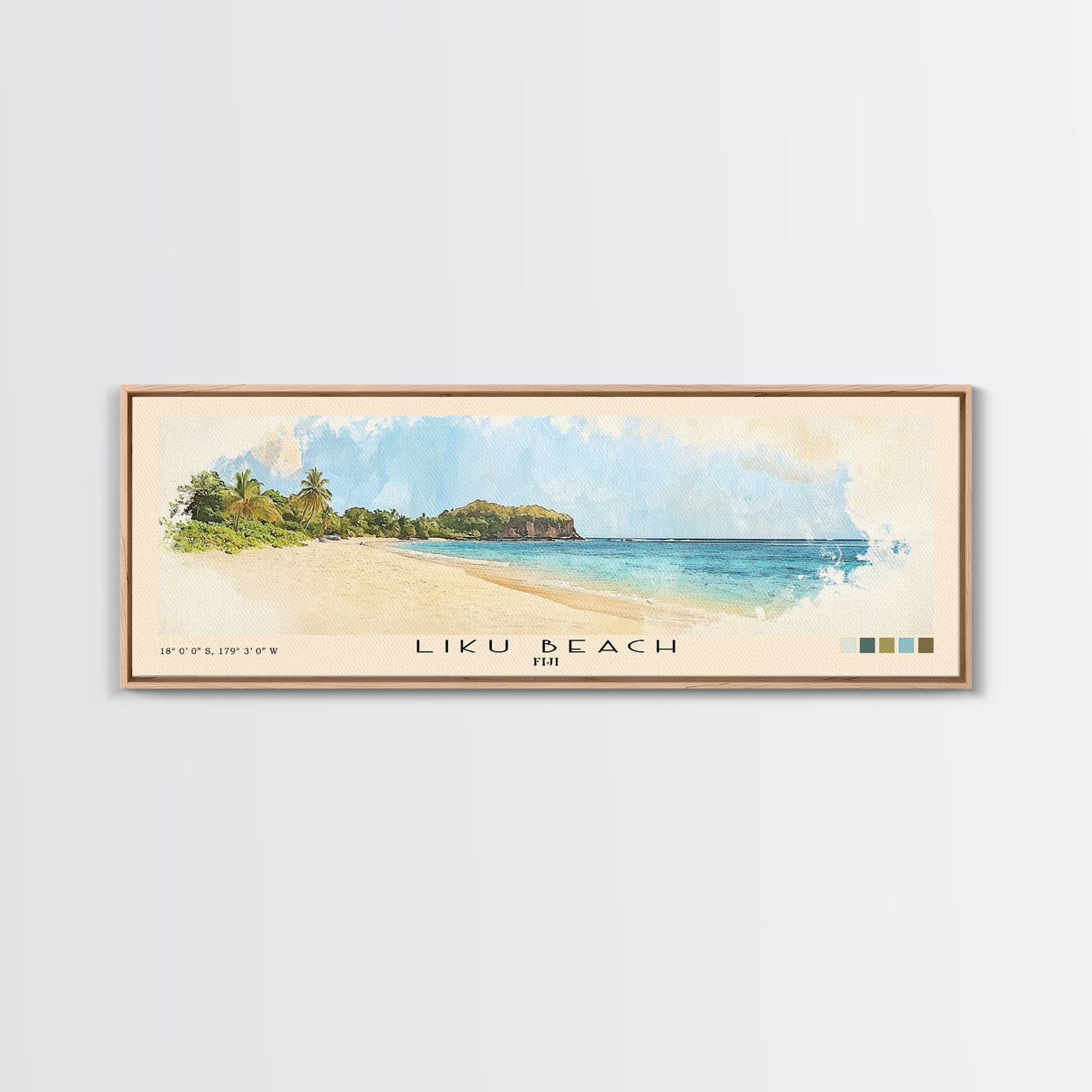 Liku Beach, Fiji Watercolor Print, Vacation Gift, Fiji Wall Art, Beach Painting, Beach Decor, Beach Or Lakehouse Art