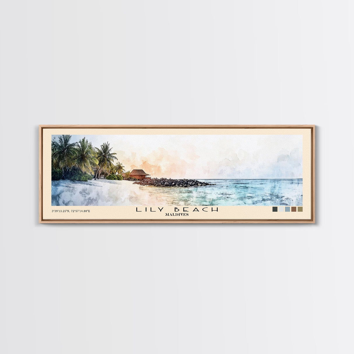 Lily Beach, Maldives Watercolor Beach Print, Vacation Gift, Maldives Wall Art, Beach Painting, Beach Decor, Beach Painting