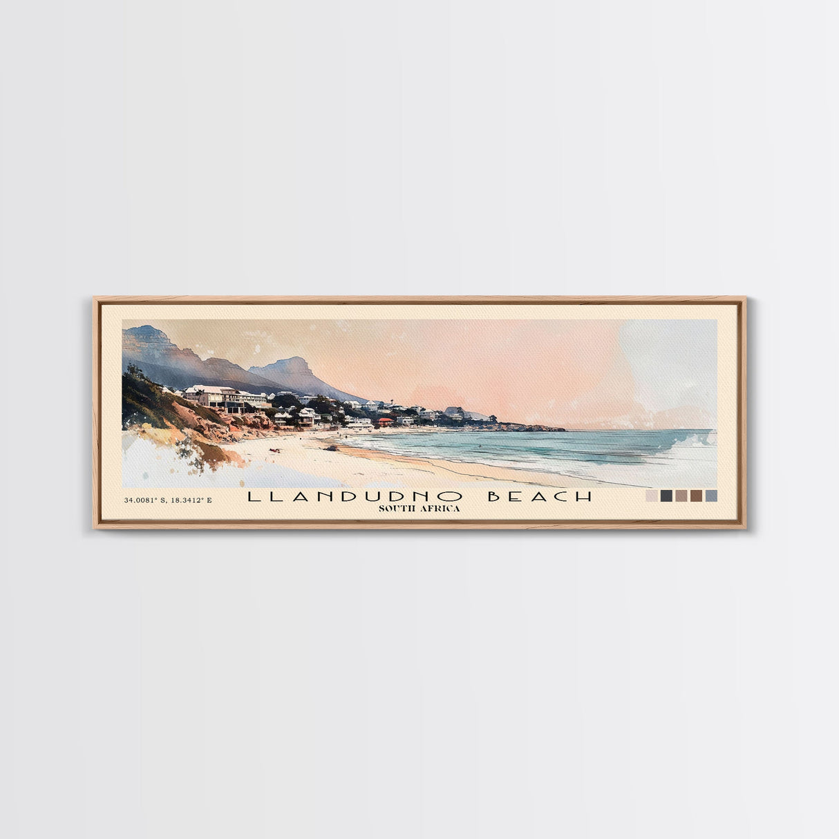 Llandudno Beach, South Africa Watercolor Print, Vacation Gift, South Africa Wall Art, Beach Painting, Beach Decor, Large Wall Art, Wood Frame Art