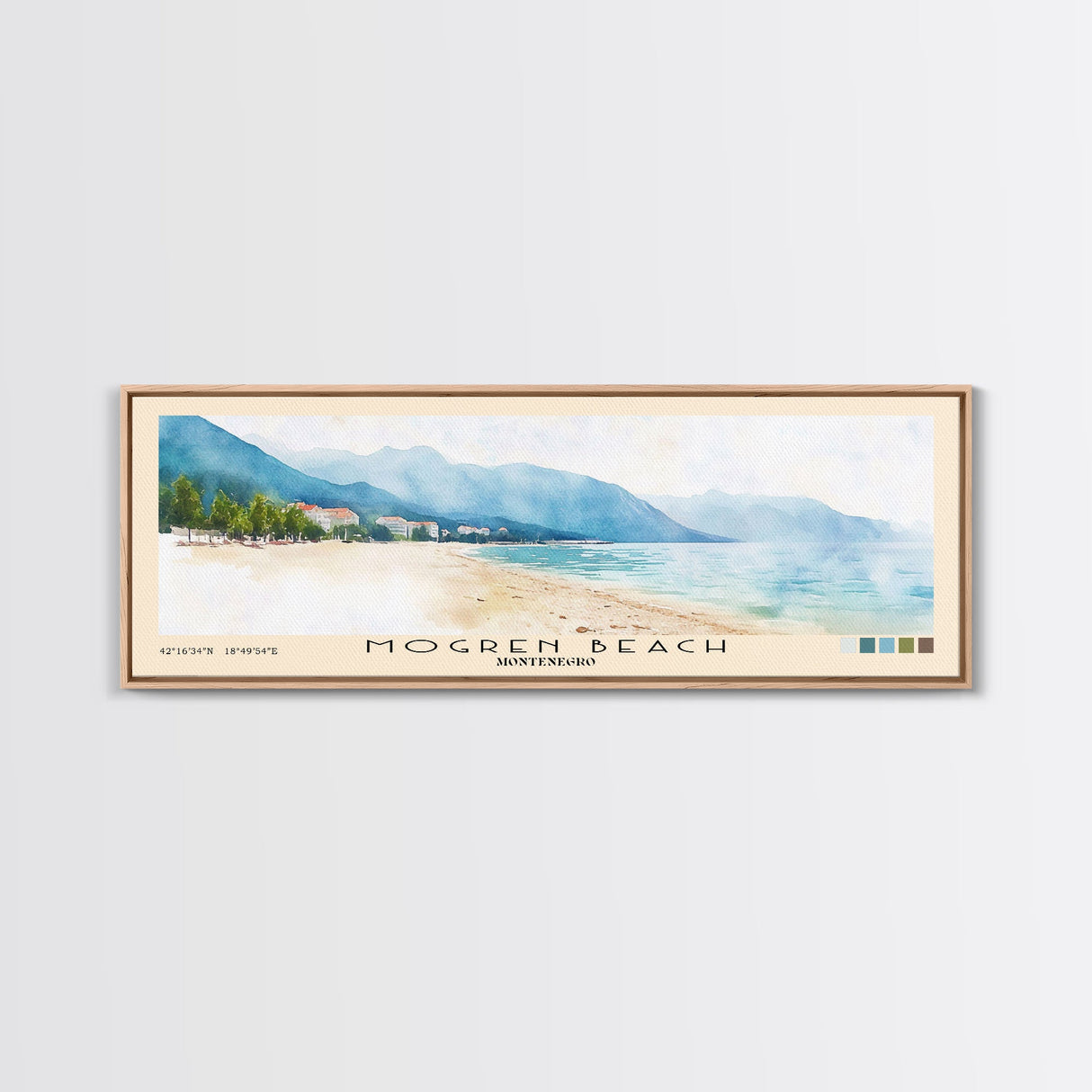 Mogren Beach, Montenegro Watercolor Beach Print, Vacation Gift, Montenegro Wall Art, Beach Painting, Beach Decor, Beach Painting