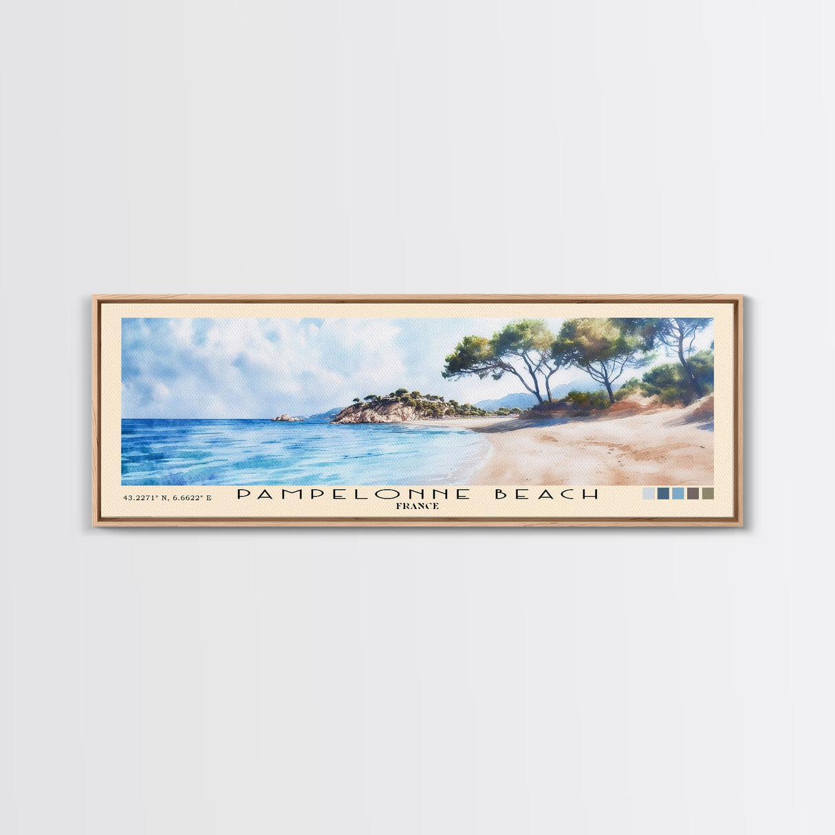 Pampelonne Beach, France Watercolor Print, Vacation Gift, France Wall Art, Beach Painting, Beach Decor, Large Wall Art, Wood Frame Art