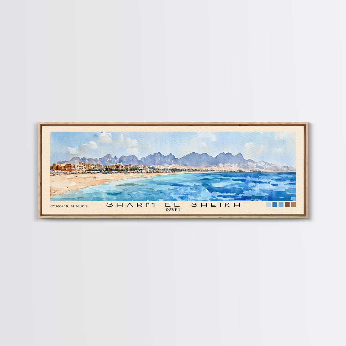 Sharm El Sheikh, Egypt Watercolor Beach Print, Vacation Gift, Egypt Wall Art, Beach Painting, Beach Decor, Beach Painting