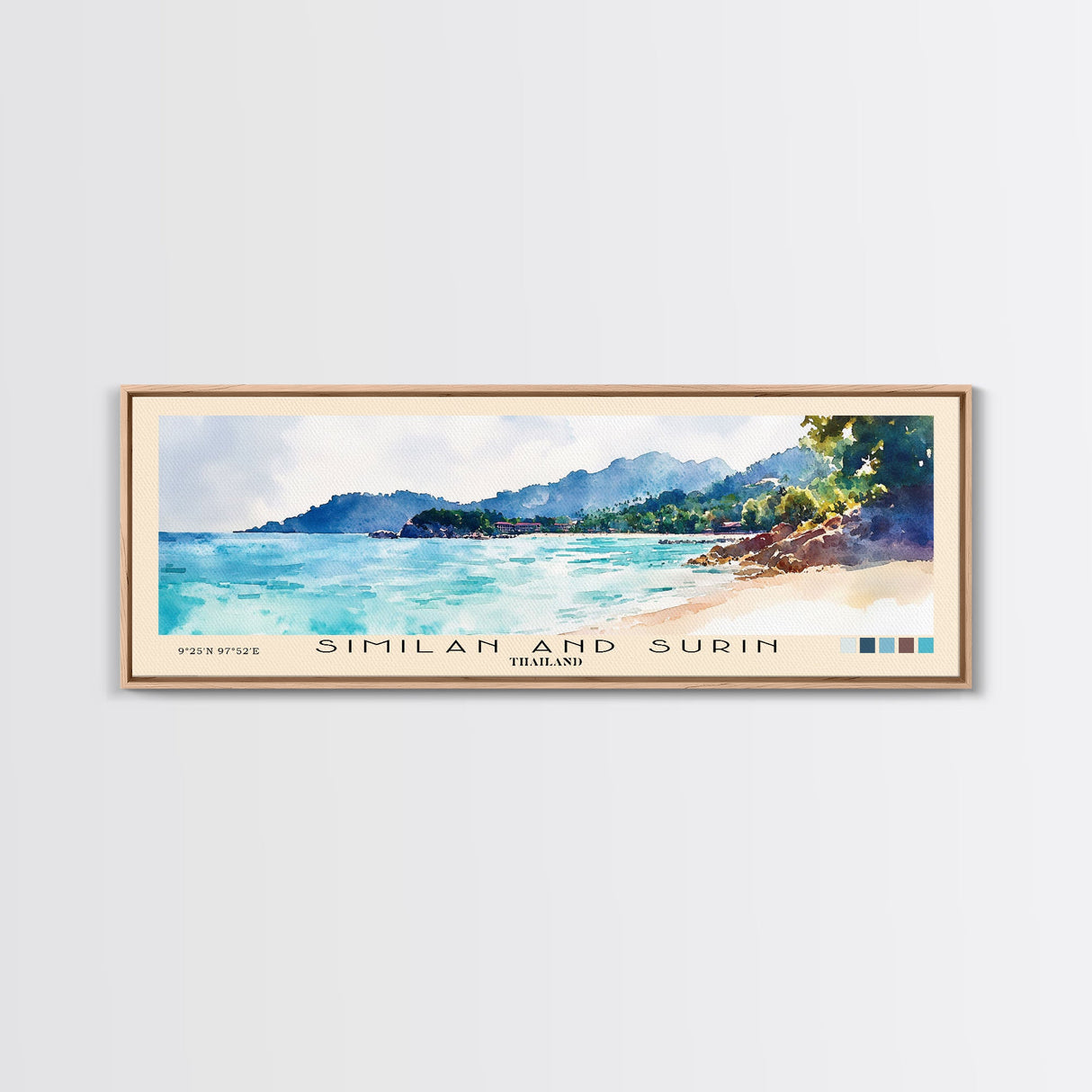Similan and Surin, Thailand Watercolor Beach Print, Vacation Gift, Thailand Wall Art, Beach Painting, Beach Decor, Beach Painting