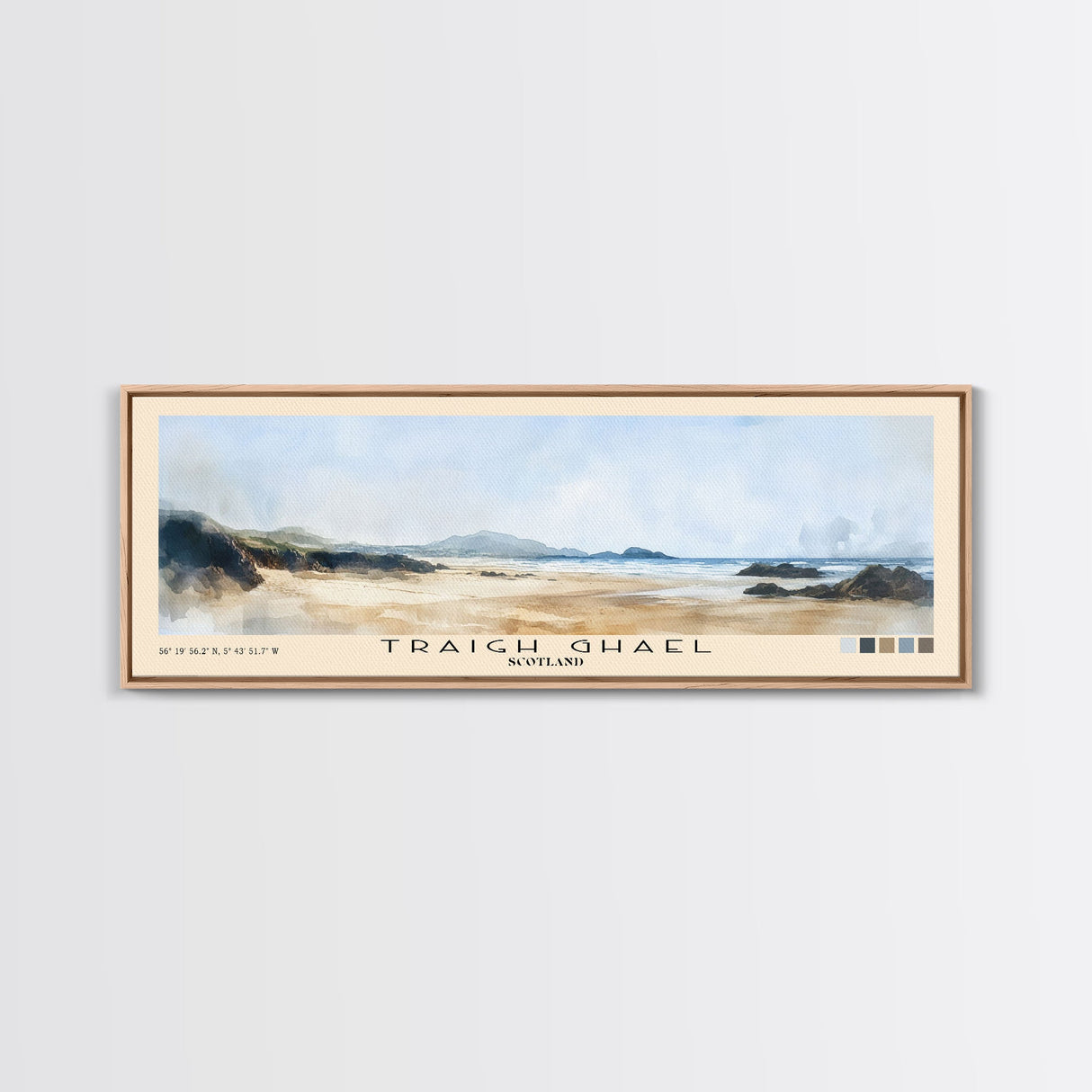 Traigh Ghael, Scotland Watercolor Print, Vacation Gift, Scotland Wall Art, Beach Painting, Beach Decor, Large Wall Art, Wood Frame Art