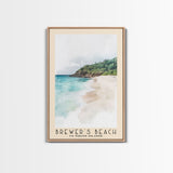 Brewer’s Beach, US Virgin islands Watercolor Print, Vacation Gift, US Virgin islands Wall Art, Beach Painting, Beach Decor, Large Wall Art, Wood Frame Art
