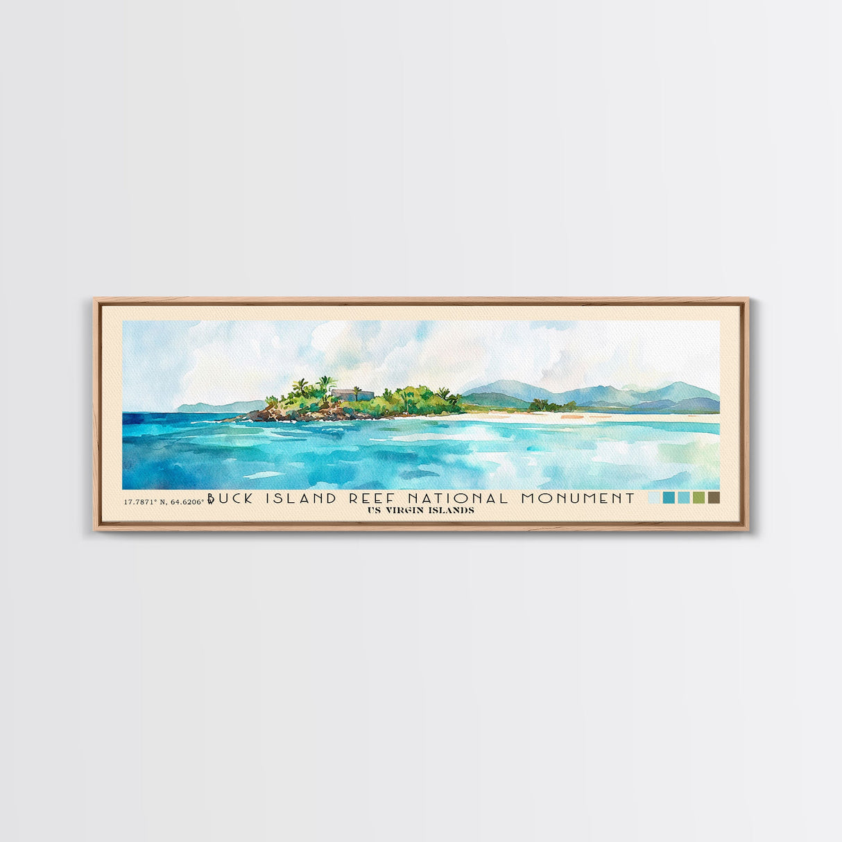 Buck Island Reef National Monument, US Virgin islands Watercolor Print, Vacation Gift, US Virgin islands Wall Art, Beach Painting, Beach Decor, Beach Or Lakehouse Art