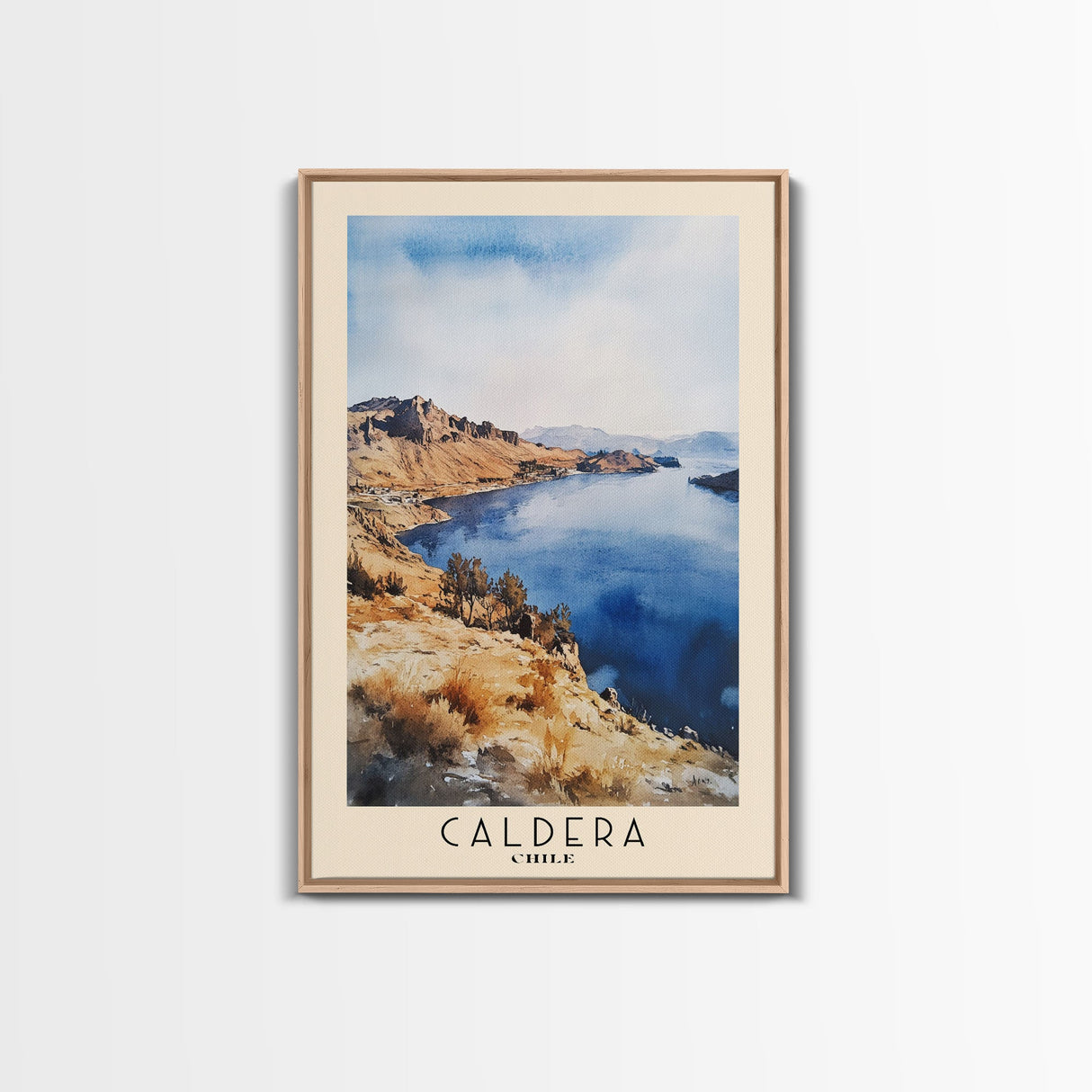 Caldera, Chile Watercolor Print, Vacation Gift, Chile Wall Art, Beach Painting, Beach Decor, Large Wall Art, Wood Frame Art