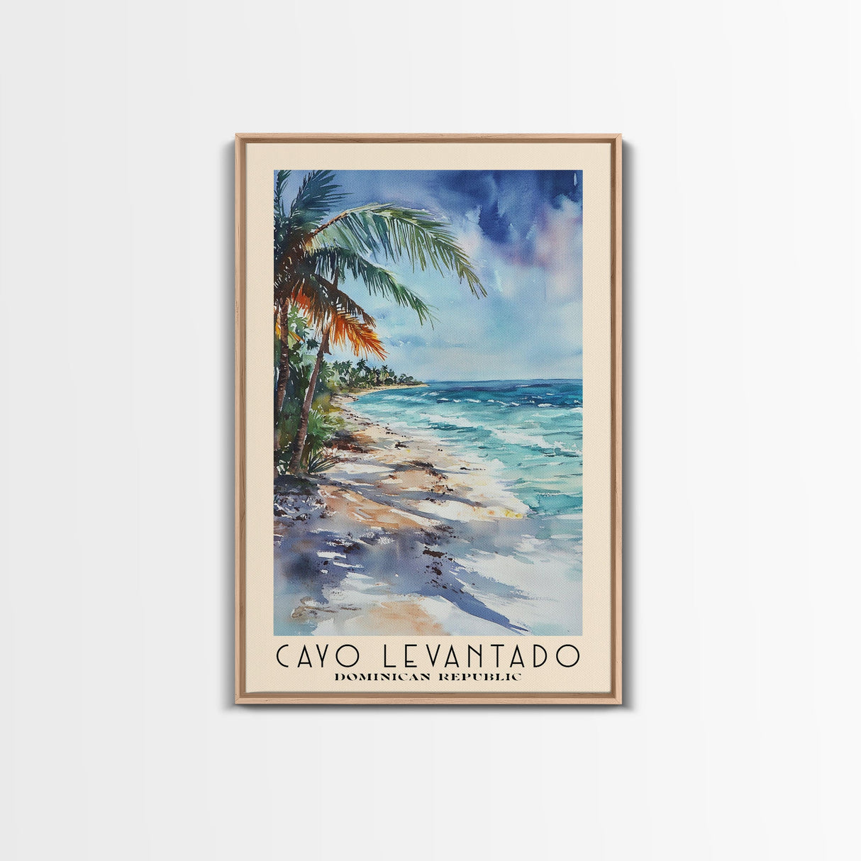 Cayo Levantado, Dominican Republic Watercolor Print, Vacation Gift, Dominican Republic Wall Art, Beach Painting, Beach Decor, Large Wall Art, Wood Frame Art
