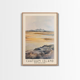 Chatham Island, New Zealand Watercolor Print, Vacation Gift, New Zealand Wall Art, Beach Painting, Beach Decor, Large Wall Art, Wood Frame Art