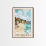 Dunn’s River Falls Beach, Jamaica Watercolor Print, Vacation Gift, Jamaica Wall Art, Beach Painting, Beach Decor, Large Wall Art, Wood Frame Art