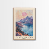 Falassarna Beach, Greece Watercolor Print, Vacation Gift, Greece Wall Art, Beach Painting, Beach Decor, Large Wall Art, Wood Frame Art