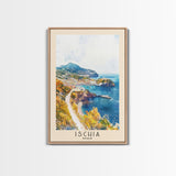 Ischia, Italy Watercolor Beach Print, Vacation Gift, Italy Wall Art, Beach Painting, Beach Decor, Beach Painting