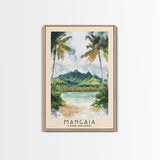 Mangaia, Cook Islands Watercolor Print, Vacation Gift, Cook Islands Wall Art, Beach Painting, Beach Decor, Large Wall Art, Wood Frame Art