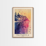 Palmarola, Italy Watercolor Print, Vacation Gift, Italy Wall Art, Beach Painting, Beach Decor, Large Wall Art, Wood Frame Art