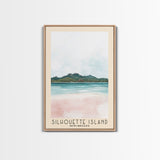 Silhouette Island, Seychelles Watercolor Print, Vacation Gift, Seychelles Wall Art, Beach Painting, Beach Decor, Large Wall Art, Wood Frame Art
