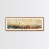 Breda Netherlands Panoramic Travel Poster, Framed Canvas Print or Metal Wall Art, Travel Art, Home Decor, Panoramic Painting, Midcentury Art