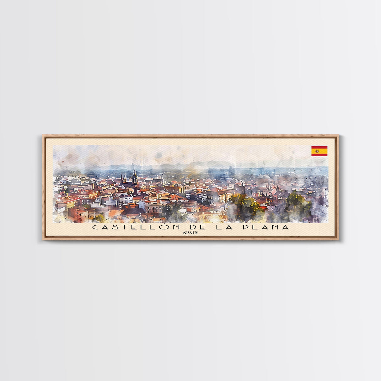 Castellon de la Plana Spain Wall Art, Panoramic Travel Poster, Panoramic Framed Canvas Print, City Wall Art, Wall Hanging Home Decor, Travel Art