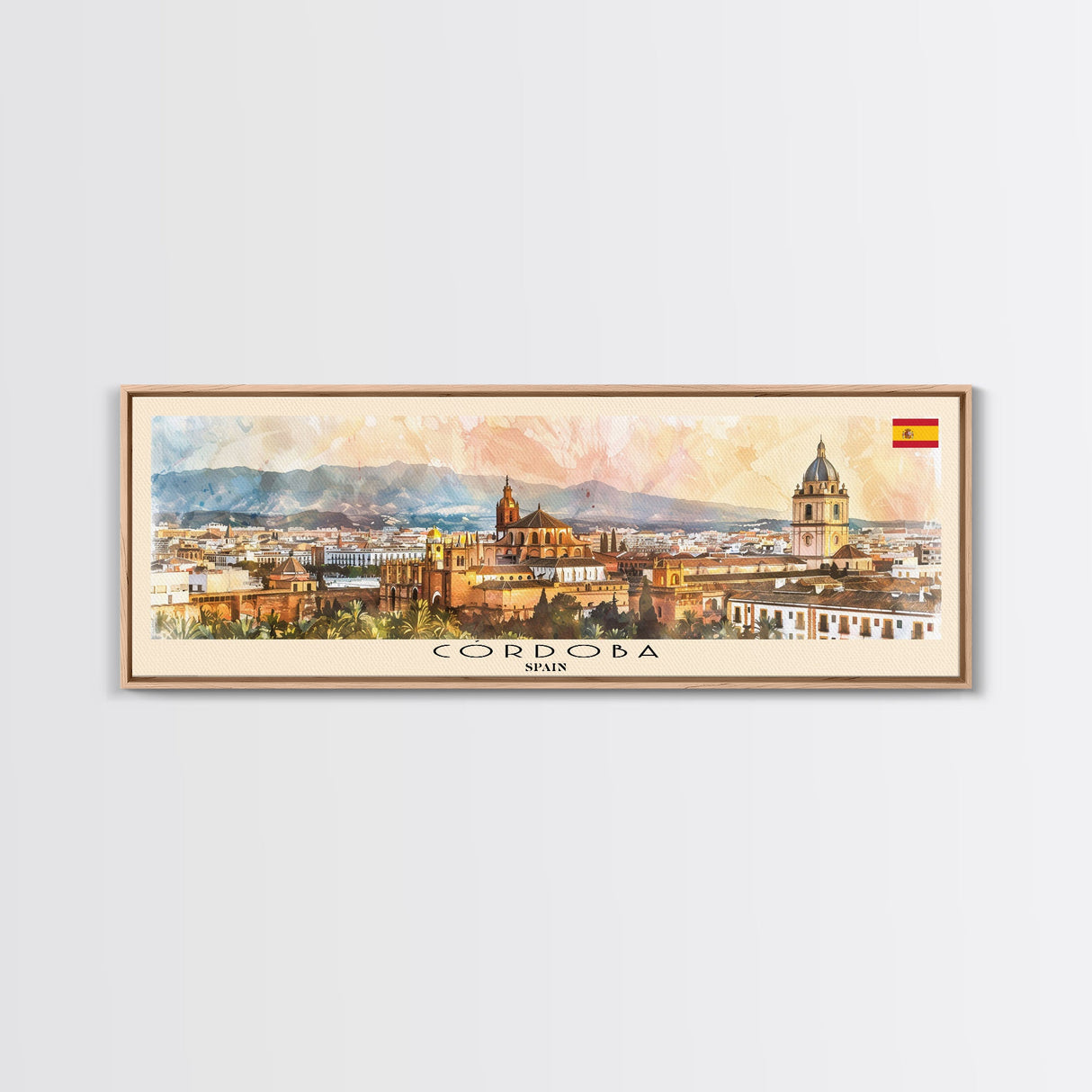 Cordoba Spain Travel Art, City Art, Framed Canvas Print or Metal Wall Art, Europe Travel Poster, Panoramic Wall Art, Extra Wide Wall Art