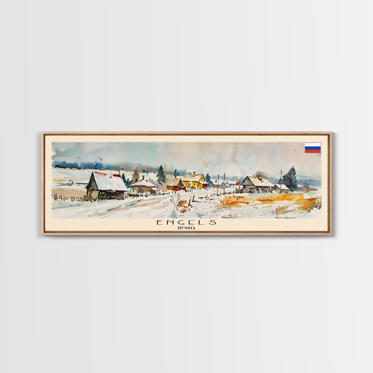Engels Russia Panoramic Travel Poster, Framed Canvas Print or Metal Wall Art, Travel Art, Home Decor, Panoramic Painting, Midcentury Art